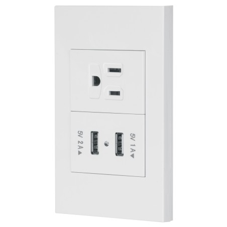 Placa armada de 1 contacto, 2 puertos USB