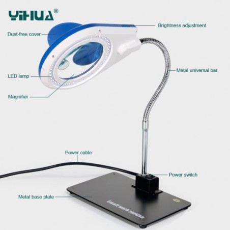 Lampara LED con Lupa y base metalica