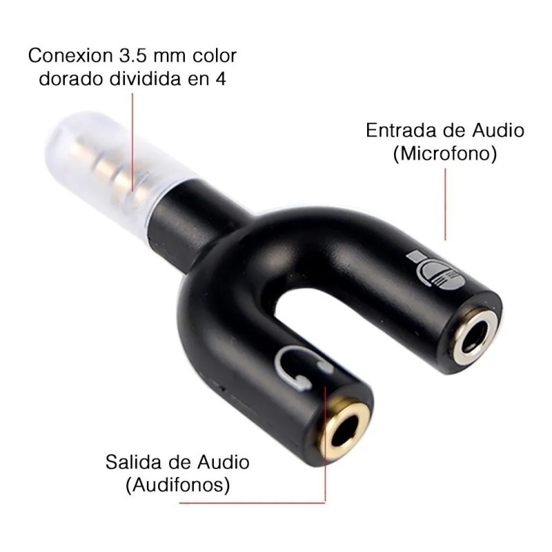 Divisor De Audio Estéreo 35mm Para Micrófono Y Audífonos 