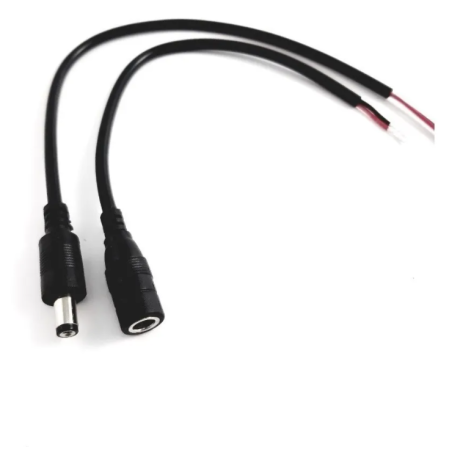 Plug y Jack para tira de Led 20cm negro