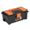 Caja plástica con compartimentos naranja de 14"