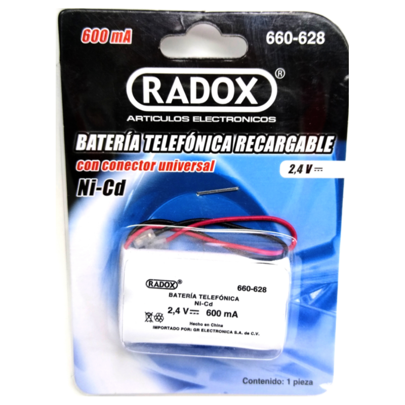 Batería telefónica recargable  2.4V 600mA