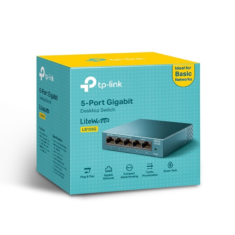 Switch de escritorio 5 Puertos 10/100/1000Mbps