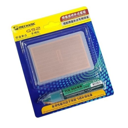 Planilla de pistas de cobre y mascarilla UV verde