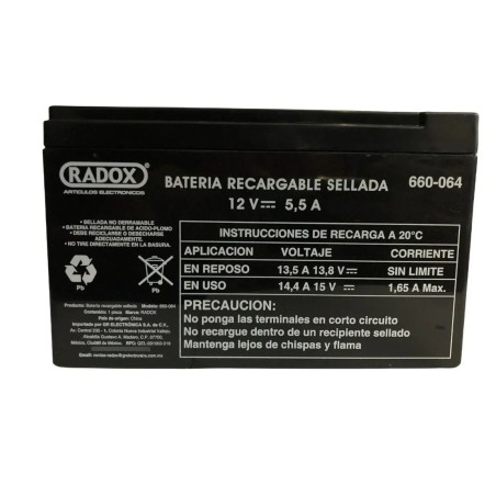 Batería recargable sellada 12V 5.5A