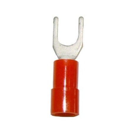 Terminal tipo U 1/4", calibre 16 - 22, con aislante rojo