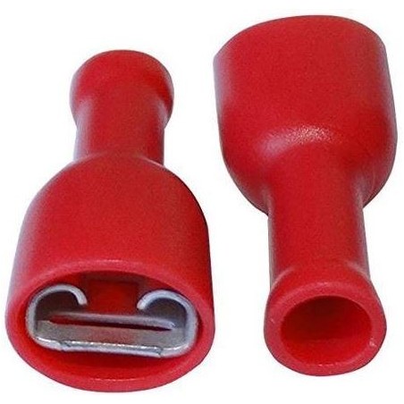 Terminal hembra tipo fastón D1-L 1/4", calibre 16 - 22, con aislante completo rojo