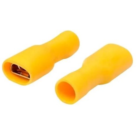 Terminal hembra tipo fastón D1-L 1/4", calibre 10 - 12, con aislante completo amarillo