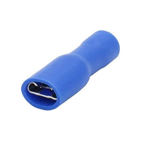 Terminal hembra tipo fastón D1-L 1/4", calibre 14 - 16, con aislante completo azul