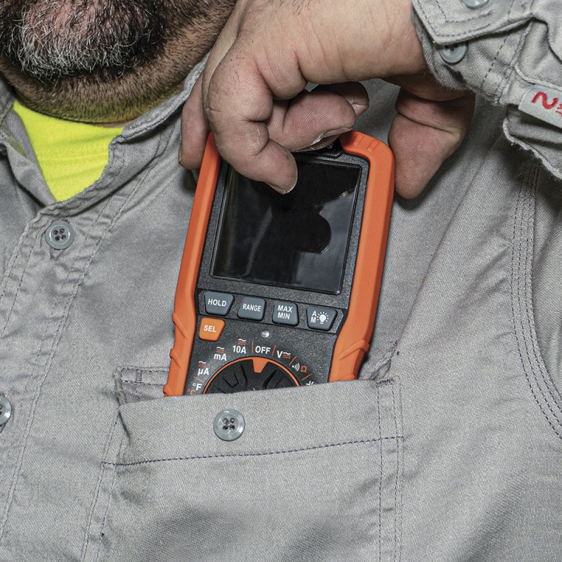 Multímetro digital delgado, de rango automático con TRMS, 600 V, temperatura Klein Tools