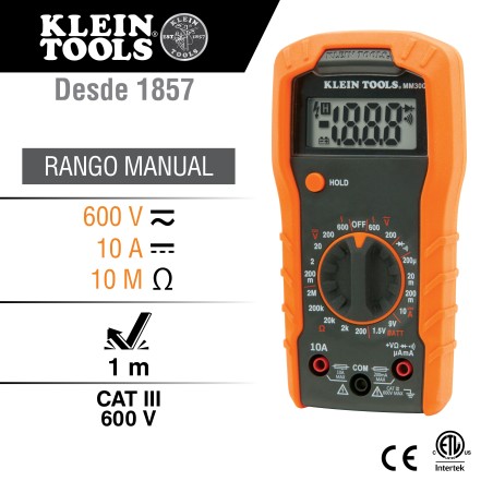 Multimetro digital selección manual de rango klein tools