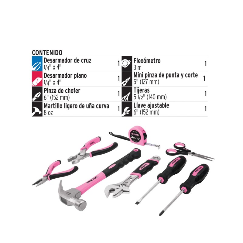 Kit de 8 herramientas caseras para dama, Pretul