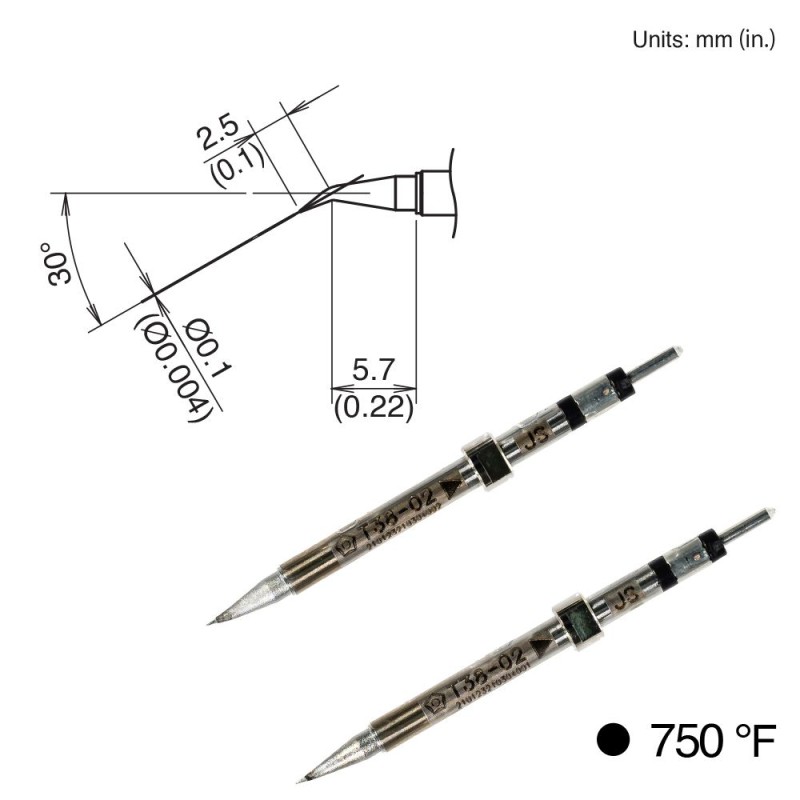 Punta curva Hakko T38-02JS 400°C/750°F