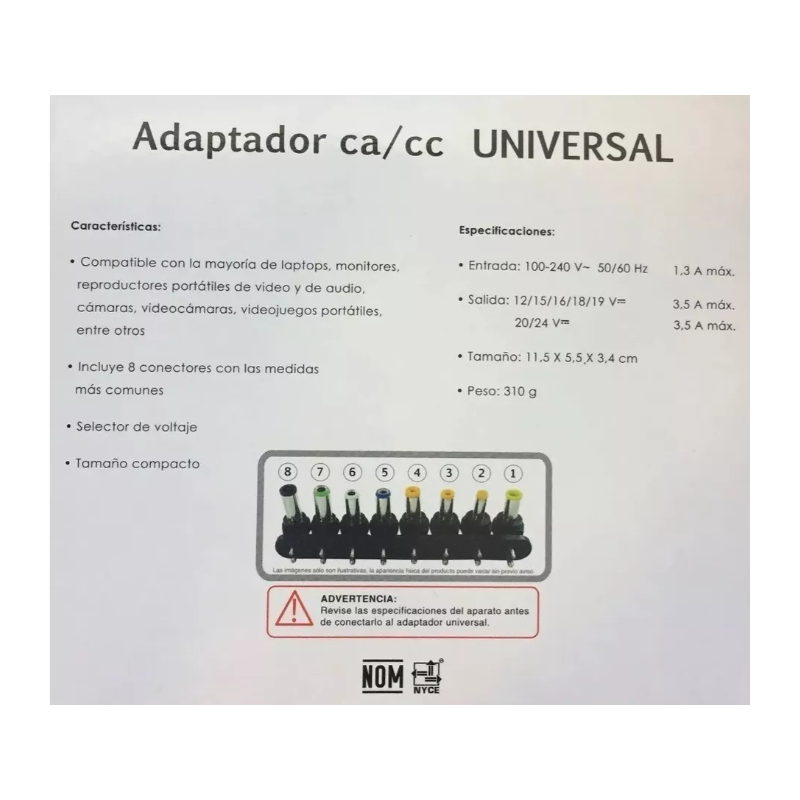 Fuente / Adaptador universal 70W  12-24V