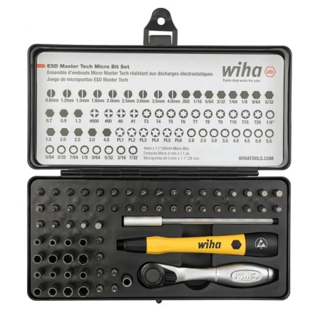 Juego Wiha de micropuntas ESD de 65 piezas