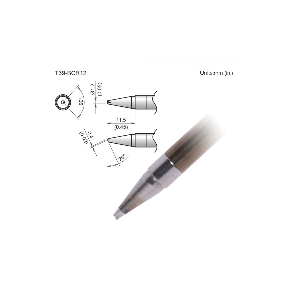 Punta biselada con ranura en V Hakko T39-BCR12.