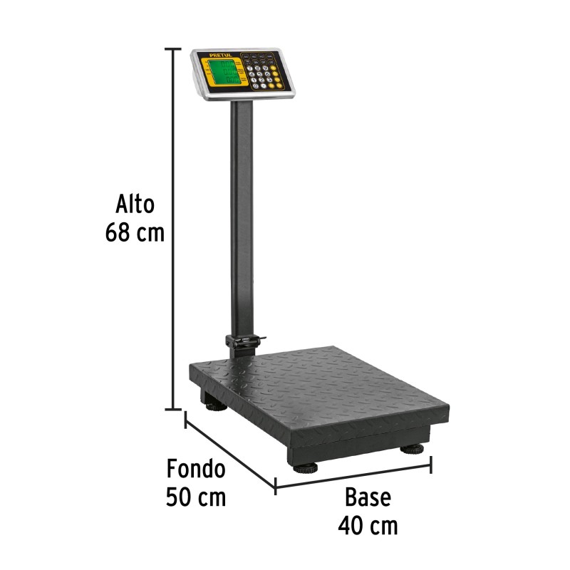 Báscula electrónica de plataforma, plegable, 200 kg. Pretul