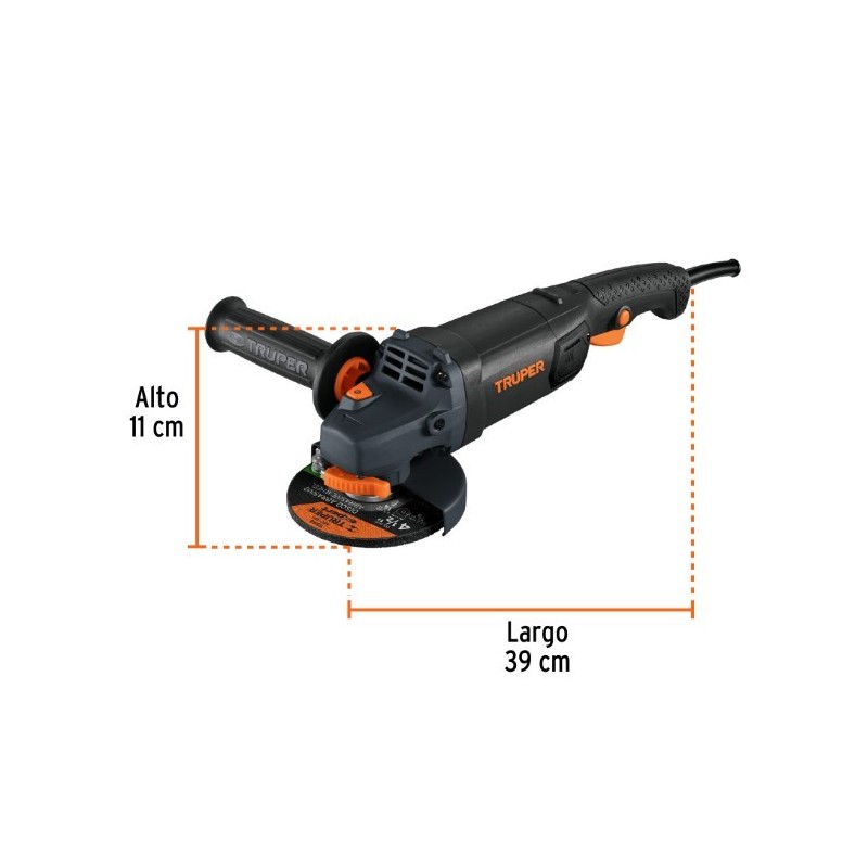 Esmeriladora angular 4-1/2", 1250W industrial