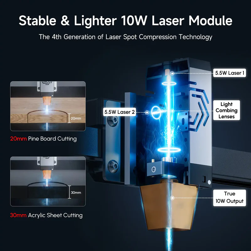 Maquina de grabado laser 10W con accesorio rotativo