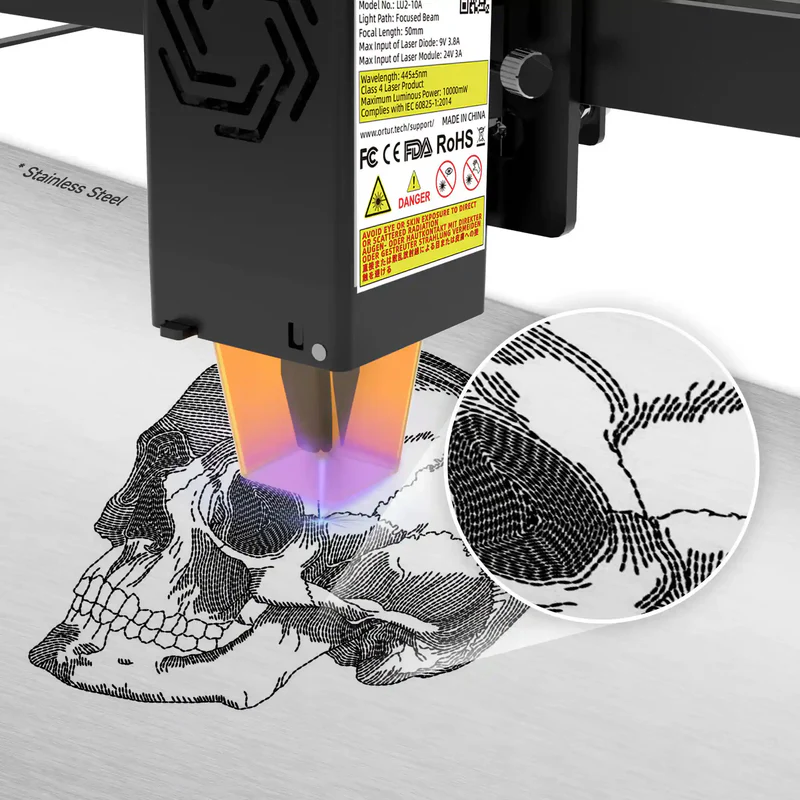 Maquina de grabado laser 10W con accesorio rotativo