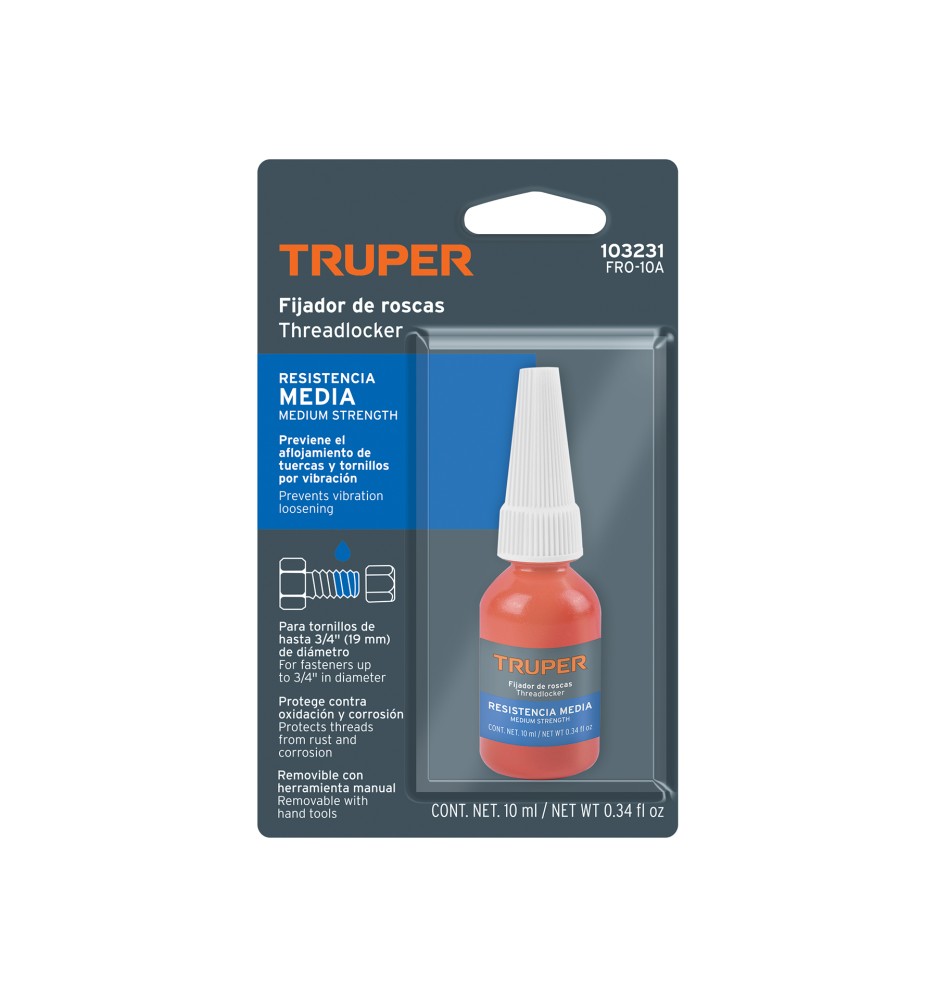 Fijador de roscas, removible, 10 ml, azul
