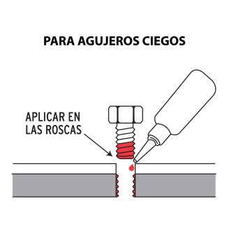 Fijador de roscas, permanente, 10 ml, rojo