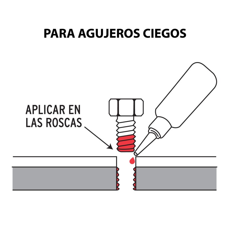 Fijador de roscas, permanente, 10 ml, rojo
