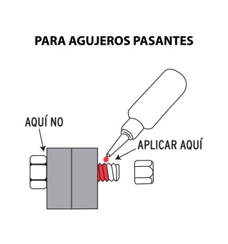 Fijador de roscas, permanente, 10 ml, rojo