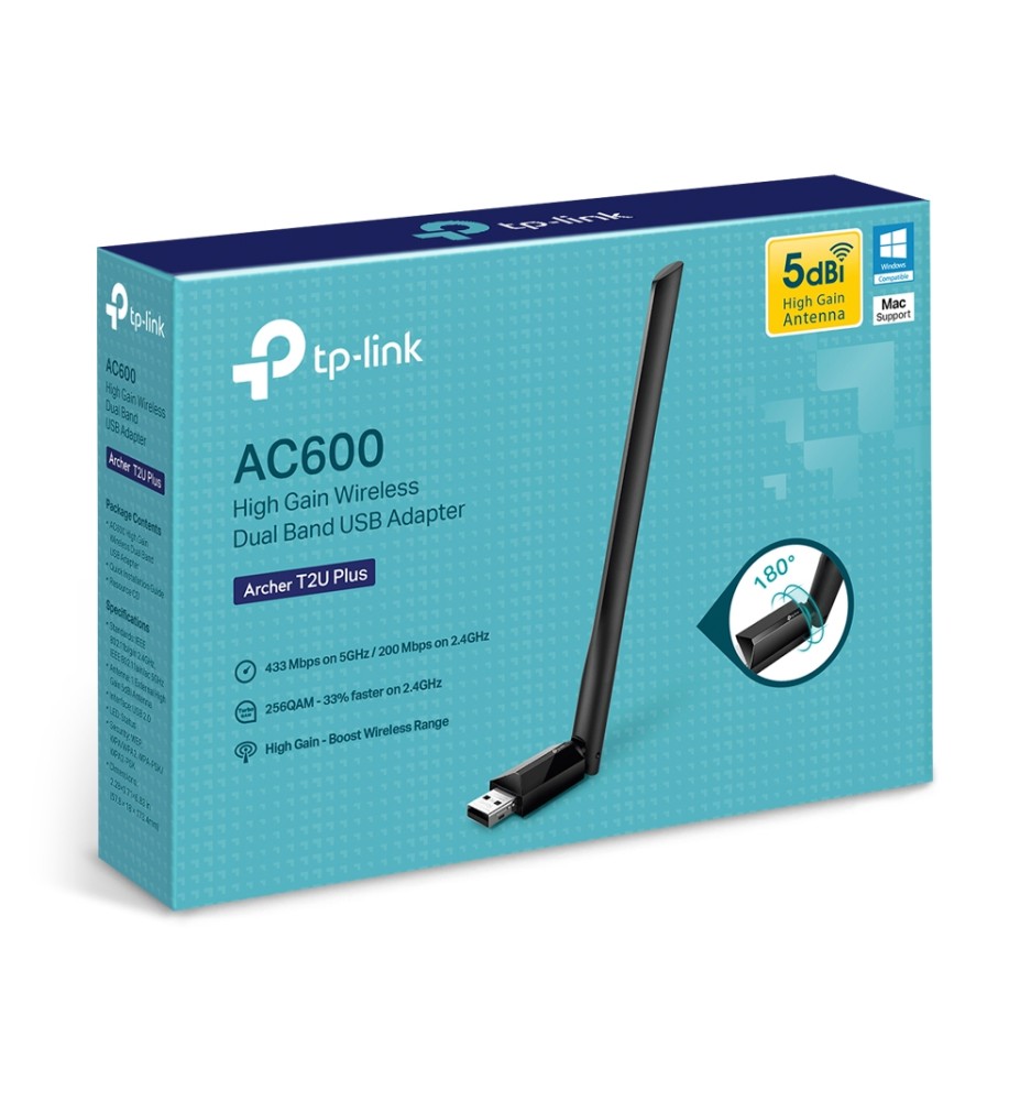 Adaptador USB WiFi TP-Link Archer T2U Plus AC600