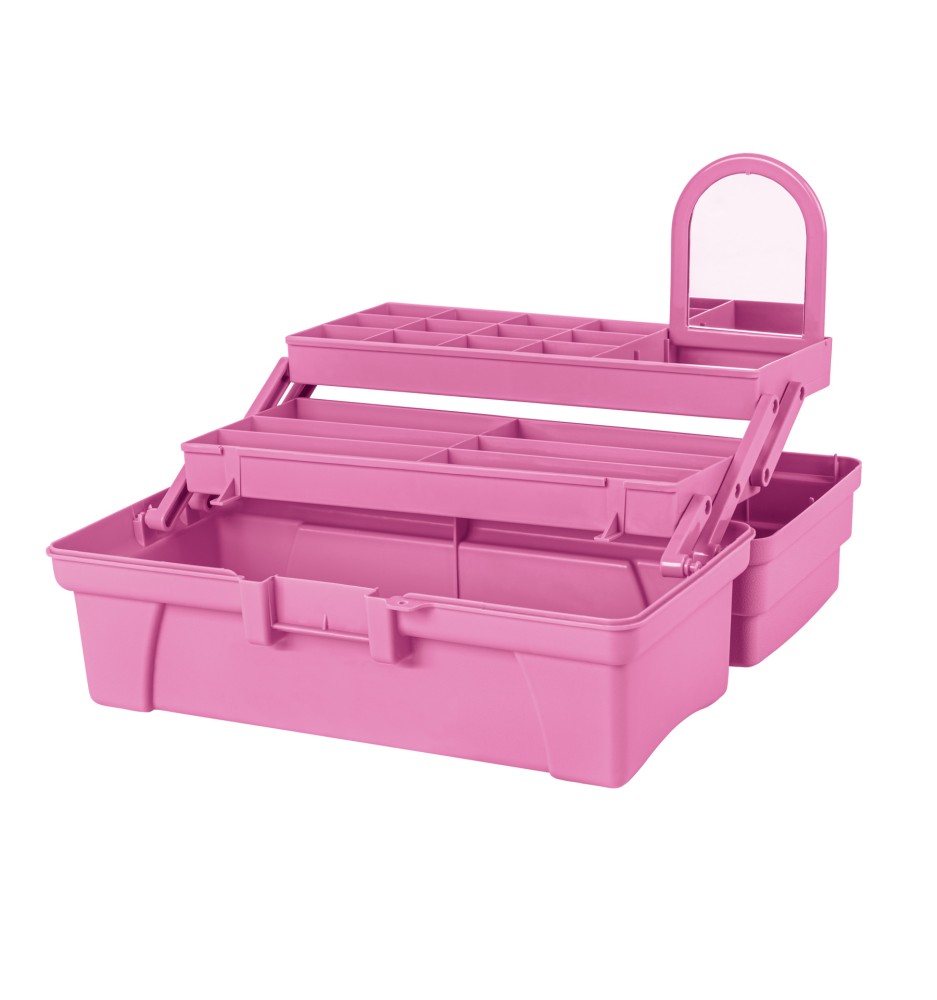 Caja de 14" rosa con compartimentos expandibles