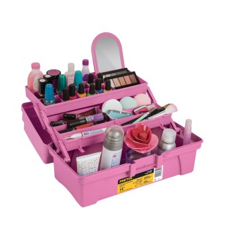 Caja de 14" rosa con compartimentos expandibles