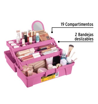Caja de 14" rosa con compartimentos expandibles