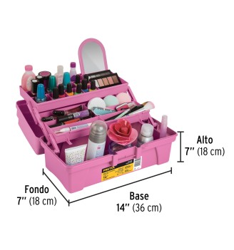 Caja de 14" rosa con compartimentos expandibles