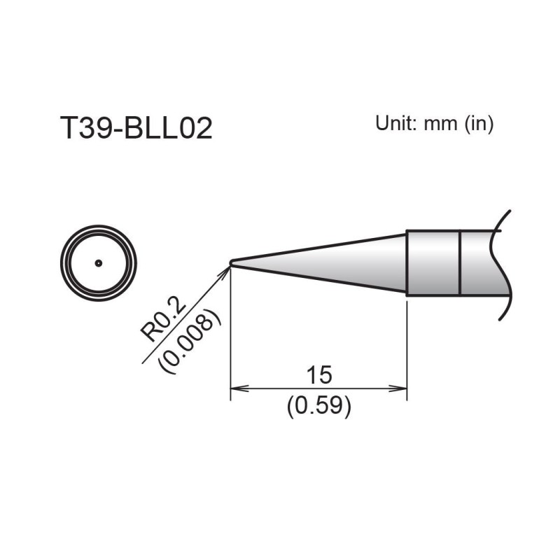 Punta cónica para cautín Hakko T39-BLL02