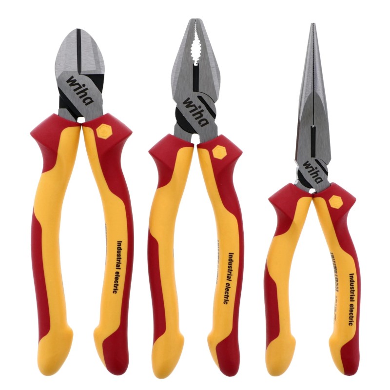 Kit de 3 pinzas industriales aisladas wiha 32981