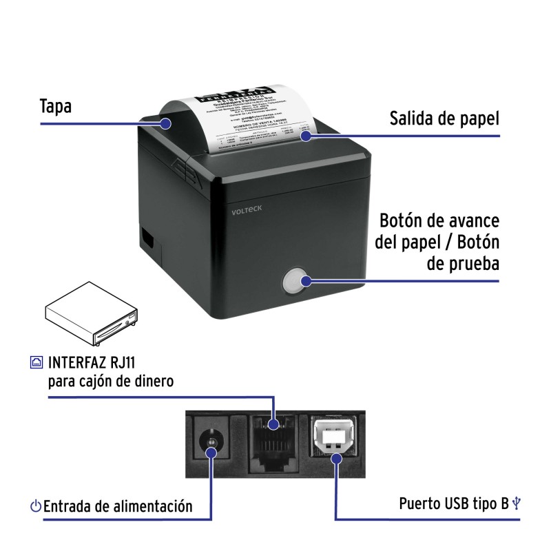 Impresora de tickets 58/80mm, USB, BlueTooth, autocorte